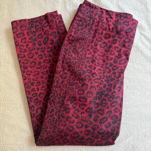 Talbots Women's Signature Fit Red‎ and Black Leopard Print Ankle Pants Size 6